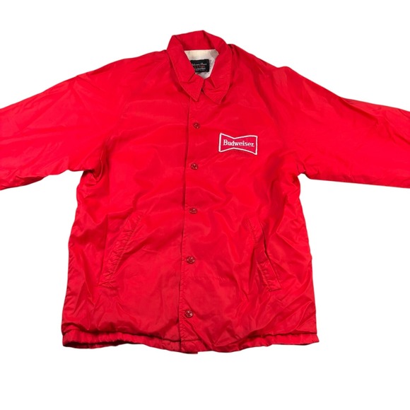 Vintage Budweiser Anheuser Bush A & Eagle Mens Red Windbreaker Jacket Sz M Rare! - Picture 2 of 8
